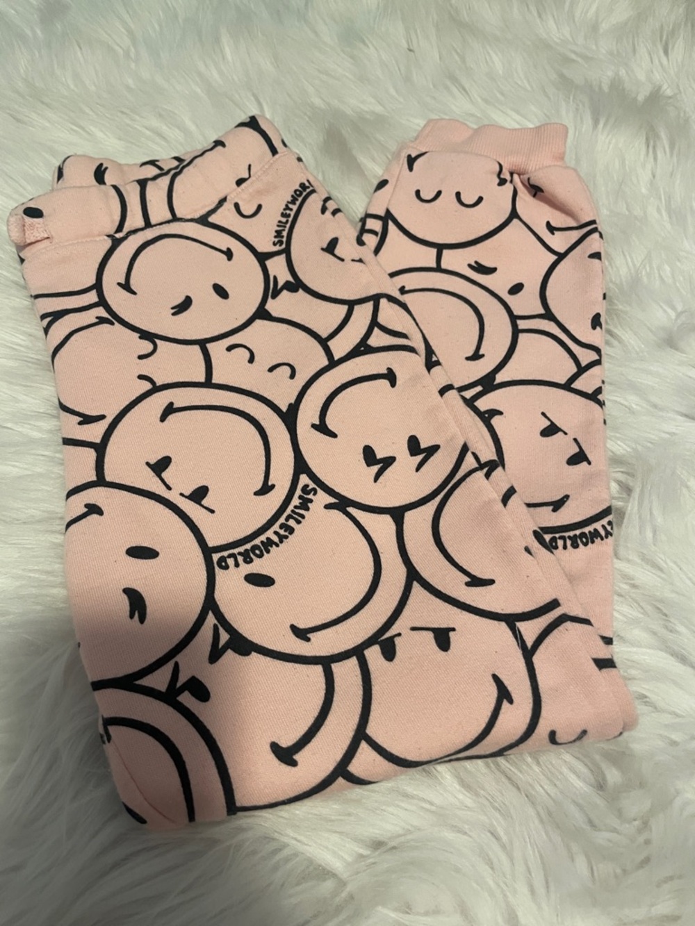 Smiley-Print Pink Kids Joggers by (unknown)